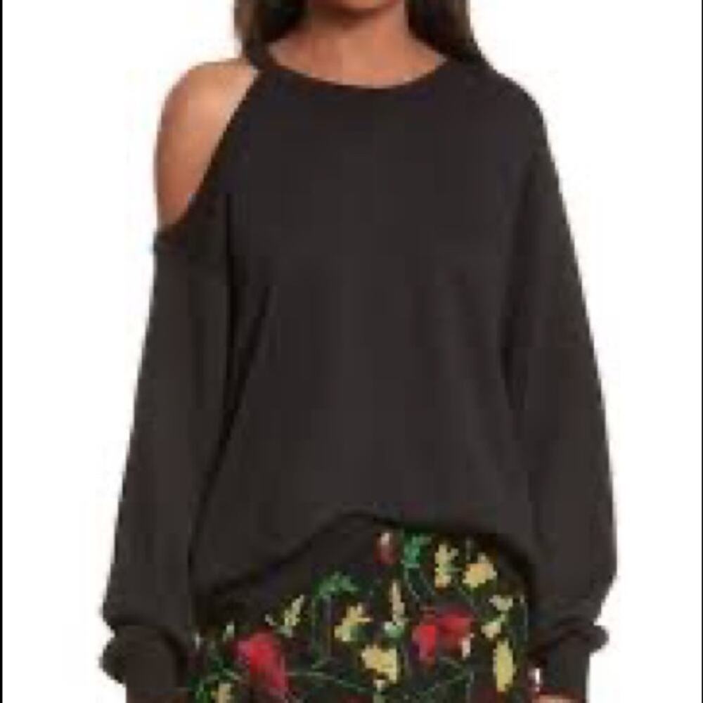 Grey Jason Wu Asymmetrical Cold Shoulder Sweatshi… - image 1